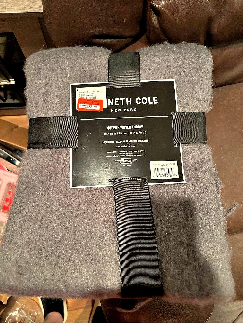 Kenneth Cole Modern Woven Throw Gray Throw NWT
